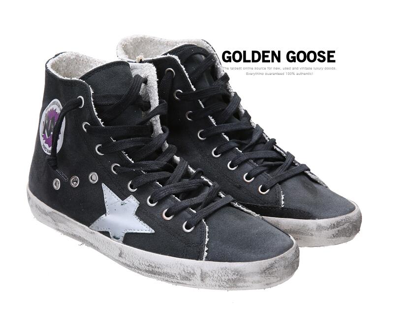 Golden Goose Deluxe Brand Womens Francy Sneakers In Black Denim With Leather Star RAP